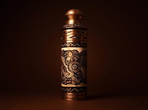 Designer Copper Water Bottle Handmade Artisanal Craft Smart <b>Drinkware</b> - Product Image 2