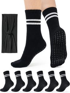 4 Pares de Calcetines Antideslizantes para Pilates para Mujer, Calcetines Largos de Yoga con Agarre para Pilates, Barre y Hospital - Product Image 1