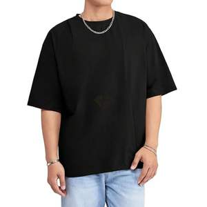 Camiseta Negra Oversize de Algodón Pesado con Hombros Caídos para Hombre, Estilo Boxy, Fabricante de Marca Personalizada - Product Image 1