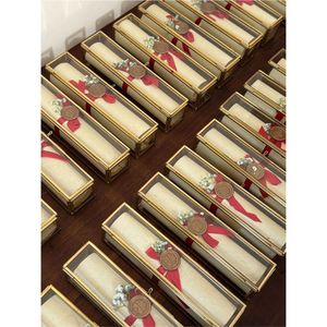 Boîte à bijoux en verre et laiton faite à la main, boîte à messages décorative de luxe pour mariage, étui cadeau transparent pour cartes d'invitation, emballage de souvenirs - Product Image 5