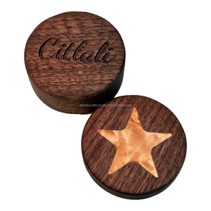 Caja de almacenamiento de anillo de madera de acacia redonda superventas, tamaño y forma personalizados para organización de joyería - Product Image 3