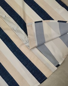 Conjunto de 2 piezas informal para hombre, camisa de manga corta a rayas con estampado tejido y pantalones cortos con cordón, para verano - Product Image 4