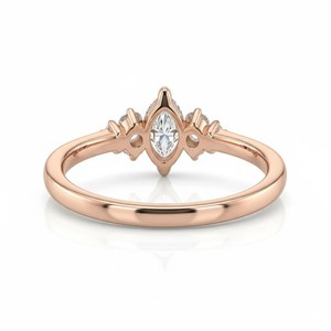 Bague de fiançailles délicate en or rose 14K 18K avec diamant de laboratoire, style marquise, style cluster unique, pour femme - Product Image 5