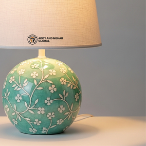 Lampe de table haut de gamme en os incrusté, motif floral traditionnel, vente en gros sur mesure - Product Image 4