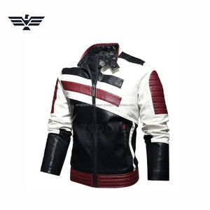 Chaqueta de Motociclista de Cuero de Alta Calidad Personalizada para Hombre |   Chaqueta de Motociclista Negra, Blanca y Marrón |   Logotipo personalizado de manga larga - Product Image 3