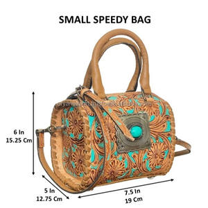 Sac Speedy en cuir véritable façonné à la main, petit sac à main en forme de baril en cuir de vachette, sac de voyage et sac à main tendance pour femme, idéal pour un usage quotidien - Product Image 2