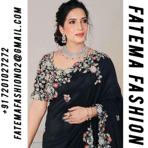 ชุดส่าหรีผ้าชีฟองคอลเลกชั่นใหม่ผ้าเจอร์ริขอบติดกับผ้าเจอและพู่สำหรับผู้หญิง - Product Image 2