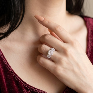 Sparkling 18K Triple Cluster Diamond Ring Natural Stone for Valentine's Day Surprise 100% Solid Gold For Luxury Birthday <b>Gift</b> - Product Image 3