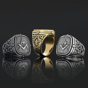 Bague Maçonnique BOJ 018 Personnalisée en Argent et Diamant, Bague de Diplôme Universitaire Unisexe, Cadeau pour Fêtes et Occasions Spéciales, Prix Bas - Product Image 1