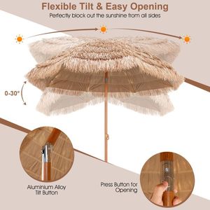 Sombrilla Tiki de 7.2 pies con Techo de Paja para Patio, Playa y Jardín, con Base - Product Image 6