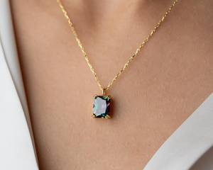 Collar con Colgante de Topacio Místico, Plata de Ley 925, Chapado en Oro de 14K, Corte Brillante, Alta Calidad, Diseño Único, Joyería de Estilo Étnico - Product Image 5