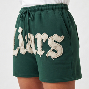 Shorts amples en molleton 100 % coton French Terry brodés effet usé grande taille pour femme - Product Image 4