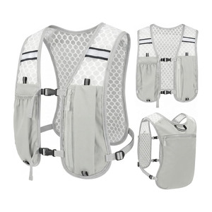Hydration <b>Vest</b> With Mesh Back Adjustable Straps <b>Reflective</b> Design For Hiking Outdoor Activities Durable Nylon Construction - Product Image 1
