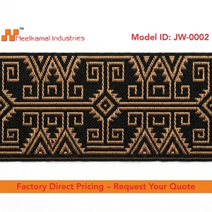 Wholesale 50mm Black Gold Greek Key Jacquard Ribbon Metallic Woven Trim for Gift Packaging Bows Garment Borders Supplier - Product Image 4