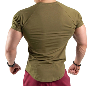 เสื้อยืดคอกลมแขนสั้นสีดำทรงเข้ารูปสำหรับผู้ชาย ผ้าเจอร์ซีย์ถักเนื้อผ้าฝ้ายสีพื้นลำลอง - Product Image 3