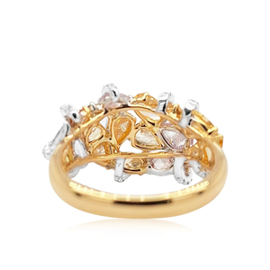 Luxury Women 18K Solid <b>Gold</b> <b>Cocktail</b> <b>Ring</b> Oval Cut Diamond Geometric Rhodium Plated Fine Jewelry - Product Image 3