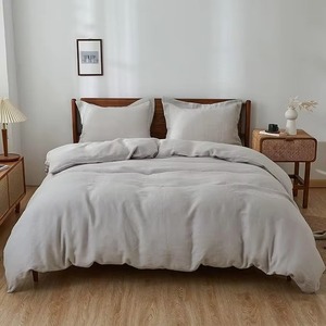 Ensemble de couette bleu clair uni avec taies d'oreiller, literie simple pour la chambre à coucher - Product Image 5