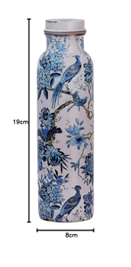Bouteille d'eau artisanale en cuivre pur, motif paon, finition dorée, bouteille à boire traditionnelle indienne, cuivre décoratif - Product Image 3