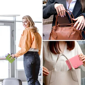 Custom Brand Black Leather <b>Passport</b> <b>Wallet</b> with RFID Protection Zippered Coin Pocket Card Slots - Product Image 5