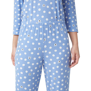 Ensemble de pyjama en satin de coton pour femmes, manches longues, fermeture à cordon, broderie machine, respirant, séchage rapide, antibactérien - Product Image 2
