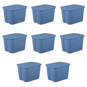1 bac de rangement en plastique bleu clair de 18 gallons avec couvercle à clipser, modèle D0100XF7YMG - Product Image 1