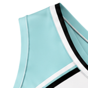 Haut court sans manches pour femme, col en V, blanc aqua et noir, pour cheerleading, performance athlétique, uniforme d'équipe, compétition sportive - Product Image 5