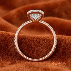 แหวนหมั้นทองคำ 14K โรสโกลด์ทรงคุชชั่นประดับโมอิสซาไนต์ทรงรัศมี ของขวัญเครื่องประดับเจ้าสาวสุดหรูสำหรับผู้หญิง เทรนด์อเมริกา - Product Image 5