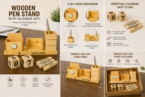 Wooden Executive Pen Stand with Calendar & <b>Dice</b> <b>Set</b> Personalized Via Digital Printing for Halloween & Christmas - Product Image 3