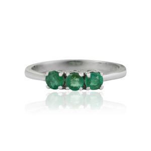 Women's 925 Sterling <b>Silver</b> Genuine <b>Emerald</b> Three Stone Promise <b>Ring</b> Gift For Her High Quality Fine Jewelry Party Wear - Product Image 1