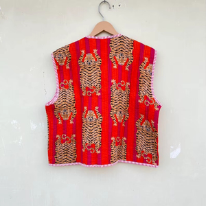 Veste sans manches d'hiver en coton 100% indien fait main, écologique, matelassée, anti-plis, respirante, séchage rapide, avec poche avant, coupe classique - Product Image 1