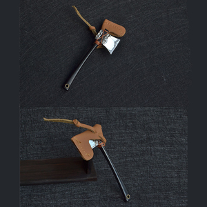 Couteau à pizza portable mini micro AX EDC à dos plat, lame en acier forgé 9, manche en bois, qualité industrielle, pendentif décoratif - Product Image 3