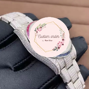 Montre de luxe personnalisée pour homme 41mm en acier inoxydable couleur arc-en-ciel montre avec moissanite et diamant design glacé cadeau parfait pour homme - Product Image 3