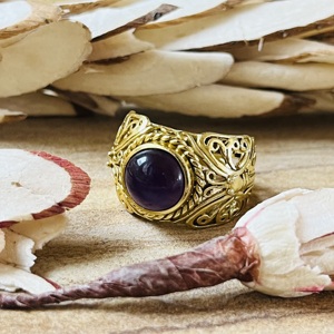 Nouvelle Bague Papillon en Améthyste à Mouvement Rapide, en Laiton Plaqué Or 18 carats avec Texture Filigrane, Vente en Gros pour Femmes - Product Image 5