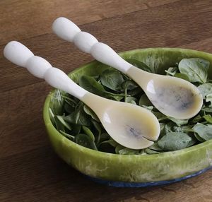 GUIDE HANDMADE RESIN SALAD <b>SPOON</b> Servers Decorative <b>Serving</b> <b>Spoons</b> Set Salad Mixing Dinner Fork <b>Spoon</b> Handle Salad - Product Image 1