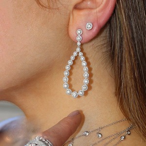 Luxury Water Drop Diamond Earrings 925 Silver Round Brilliant Cut Prong Setting Women's Wedding Drop Earrings - Product Image 3