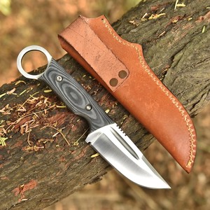 Custom 12c27 Steel EDC Fixed Blade Skinning Knife G10 Handle <b>Leather</b> Sheath OEM Full Tang Bushcraft Camping Utility Knife - Product Image 3