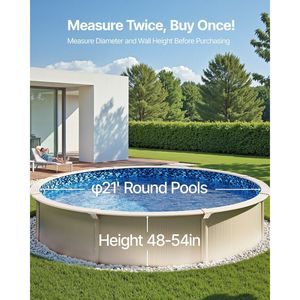 Telo di rivestimento per piscina fuori terra rotonda da 21 piedi, in vinile a sovrapposizione, spessore standard, per pareti con altezza 48-54 pollici, progettato con struttura in acciaio. - Product Image 3