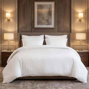 Sábana individual de satén a rayas 100% algodón, 210 hilos, blanca, 60x90 pulgadas, con una funda de almohada, la más vendida, disponible para la venta. - Product Image 3