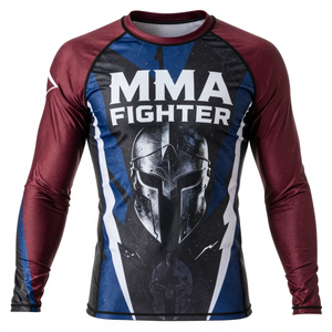 Camiseta de compresión MMA de camuflaje azul de manga larga, capa base atlética, top para MMA, BJJ, surf, gimnasio, entrenamiento. ¡Gran venta! - Product Image 1
