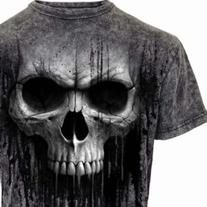 T-shirt à manches courtes pour homme, taille plus, imprimé crâne gothique, col rond, jersey de coton respirant, écologique, streetwear décontracté, noir - Product Image 5