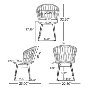 TAVON Lot de 2 chaises grises avec coussins style Boho industriel en PE, rotin et fer pour meubles de patio - Product Image 5