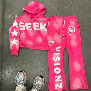 Conjunto de Sudadera con Capucha y Pantalones de Felpa Gruesos Unisex para Invierno, Personalizados por el Fabricante, con Cordón Ajustable, Color Sólido, Casuales, Ecológicos y Transpirables - Product Image 4