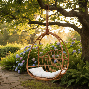 Latest Collection Eco-friendly Rustic Rattan <b>Hanging</b> Chair Outdoor Luxury Rattan <b>Hanging</b> Chair with Cushion For Outdoor Use - Product Image 1