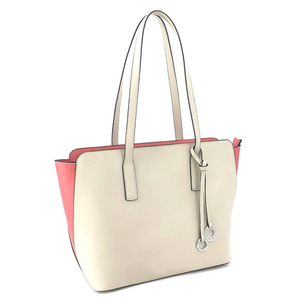 Bolso Tote Extra Grande de Cuero Genuino Blanco con Asas Marrones, Estilo Minimalista con Parte Superior Abierta para Uso Diario - Product Image 1