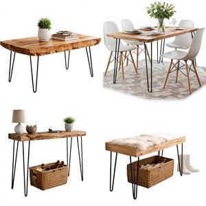 Pieds de table en acier de 28 pouces, lot de 4, robustes, 2 tiges en acier, capacité de 500 lb, pieds en métal pour table basse, table à manger, bureau DIY EDPTBL011 - Product Image 1