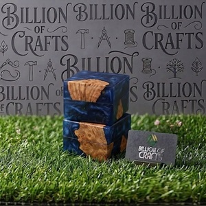 Caja de Anillos de Resina y Madera, Rectangular, Hecha a Mano, Moderna, Decoración de Mesa para Bodas, Caja de Anillos de Madera Azul para Regalo - Product Image 3