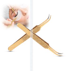 Meilleure vente de pince à épiler en acier inoxydable de marque privée boîte d'isolation de pince à épiler à pointe en fibre à double encoche semi-incurvée - Product Image 2