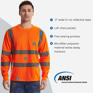 Camisetas de Seguridad Reflectantes de Manga Larga para Hombre, Camisetas Transpirables, Frescas y Duraderas para Verano y Actividades al Aire Libre - Product Image 4