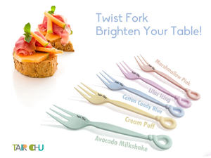 ส้อมพลาสติกแบบใช้แล้วทิ้งมีสไตล์น่ารักทนทานแบบบิดชุดอุปกรณ์ปาร์ตี้ทันสมัย - Product Image 6