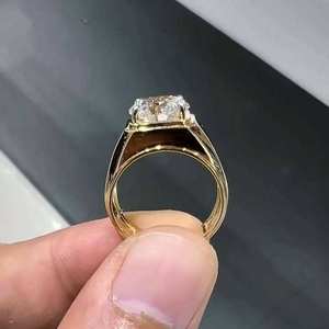 Elite Luxury 14K Yellow Gold Rhodium Plated <b>Mens</b> Vintage <b>Ring</b> 3 Carat F VS1 Cut Brilliant Lab Grown Diamond Filled IGI Certified - Product Image 2